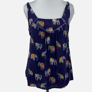 Maeve Top Womens XS Extra Small Navy Elephant Mazie Keyhole Cutout Back Tank